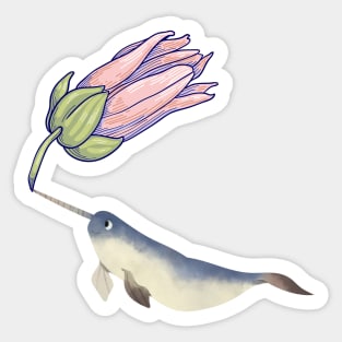 Narwhal Cotton Candy Pink Flower Sticker